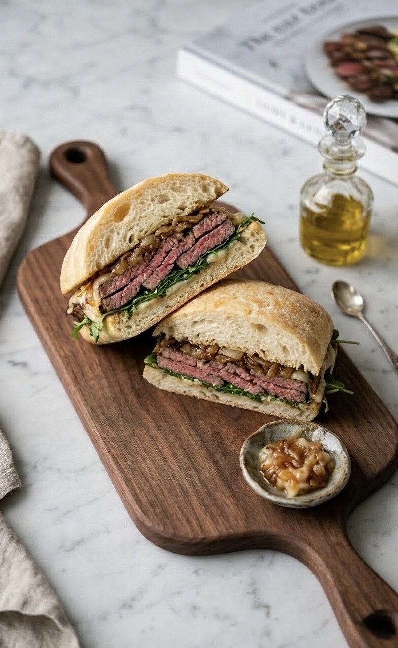 Creamy Caramelized Onion Steak Sandwiches
