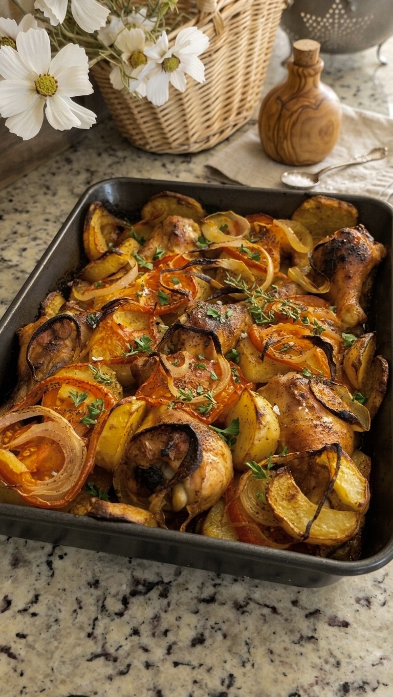 Crispy Baked Potatoes & Chicken