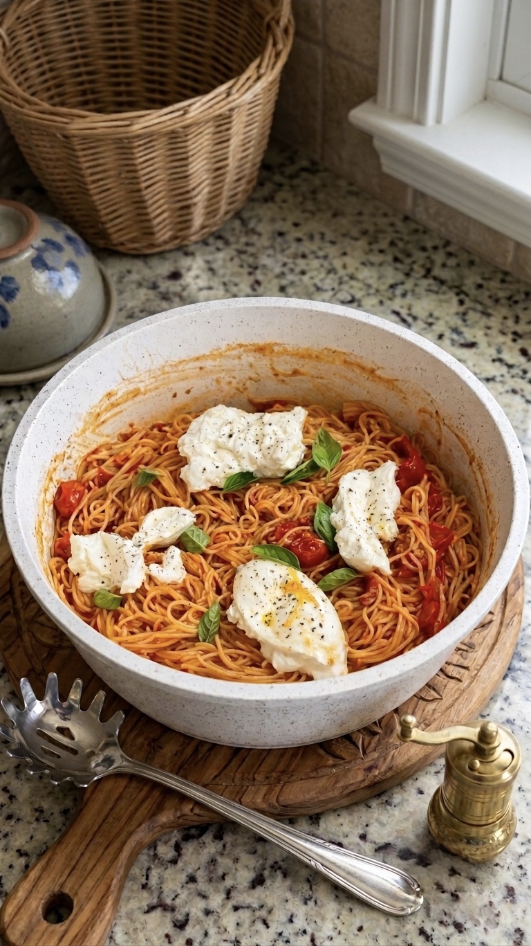 Roasted Tomato Spaghetti with Burrata